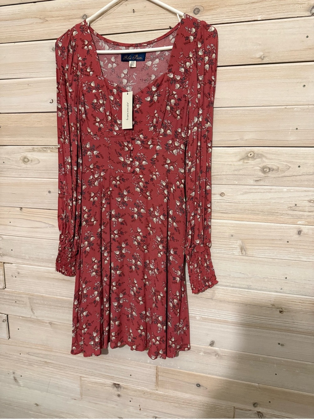 Francesca's Collections Rust Floral Button-Front Dress - Picture 2 of 4